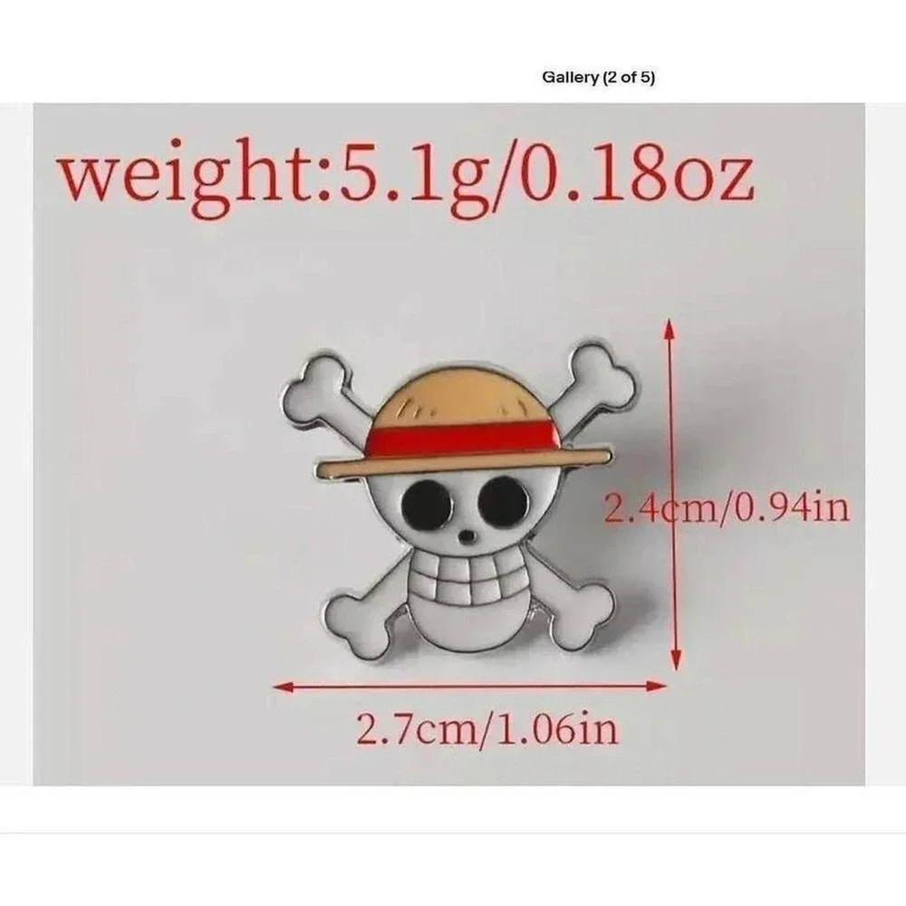 One Piece Straw Hat Pirates Jolly Roger Enamel Pin Luffy Anime Lapel Badge